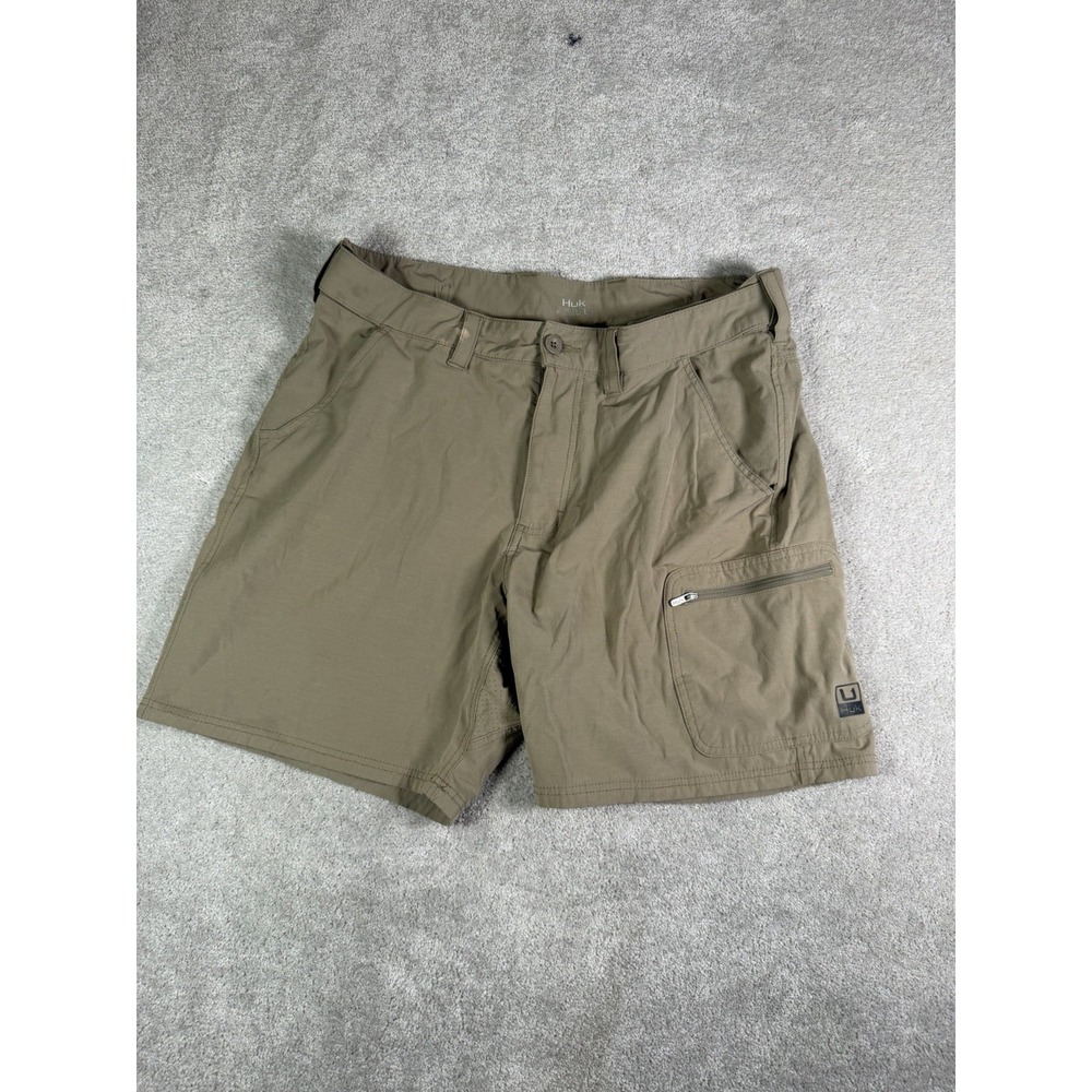 Huk Fishing Next Level Performance Shorts Men's L (36) Cargo Beige 7.5" * Read